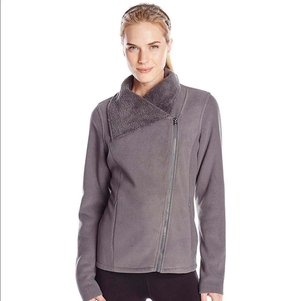 Womens Head Grey Fleece Sherpa Jacket Large L New